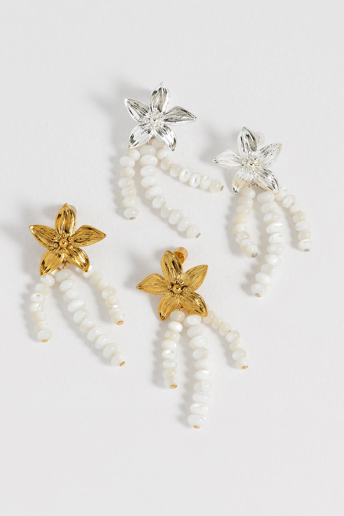 Flower Pearl Drop Earrings