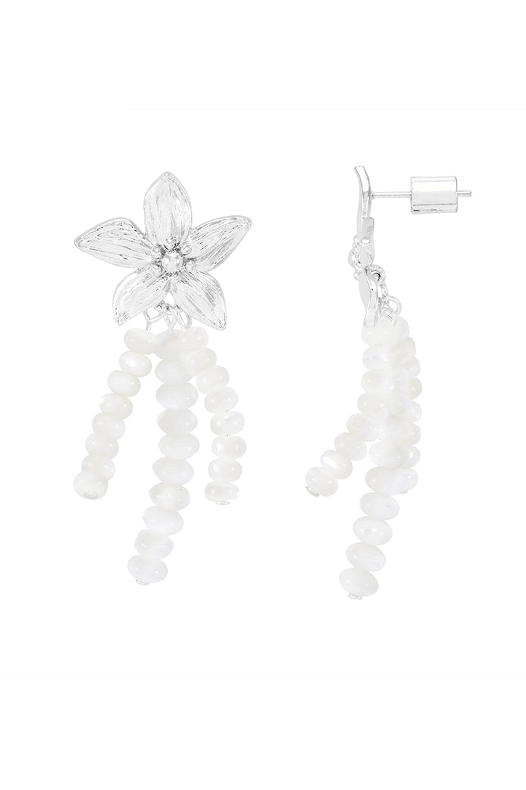 Flower Pearl Drop Earrings