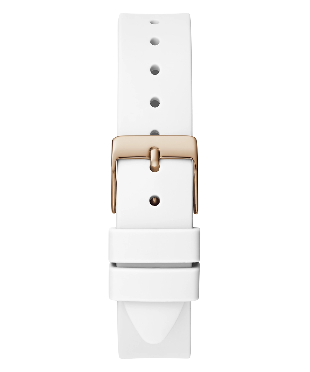 GUESS Ladies White Rose Gold Tone Analog Watch