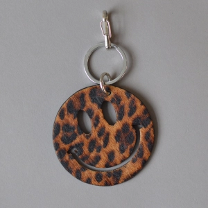 Happy Key Ring Black Leopard