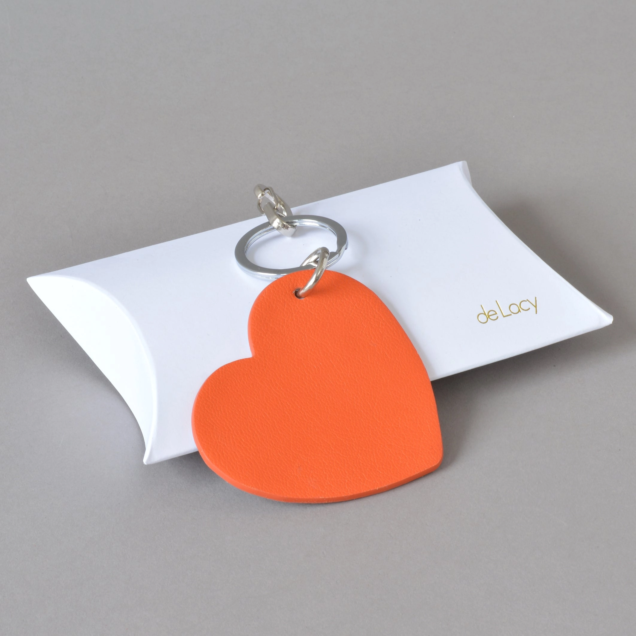 Heart Key Ring Silver Orange