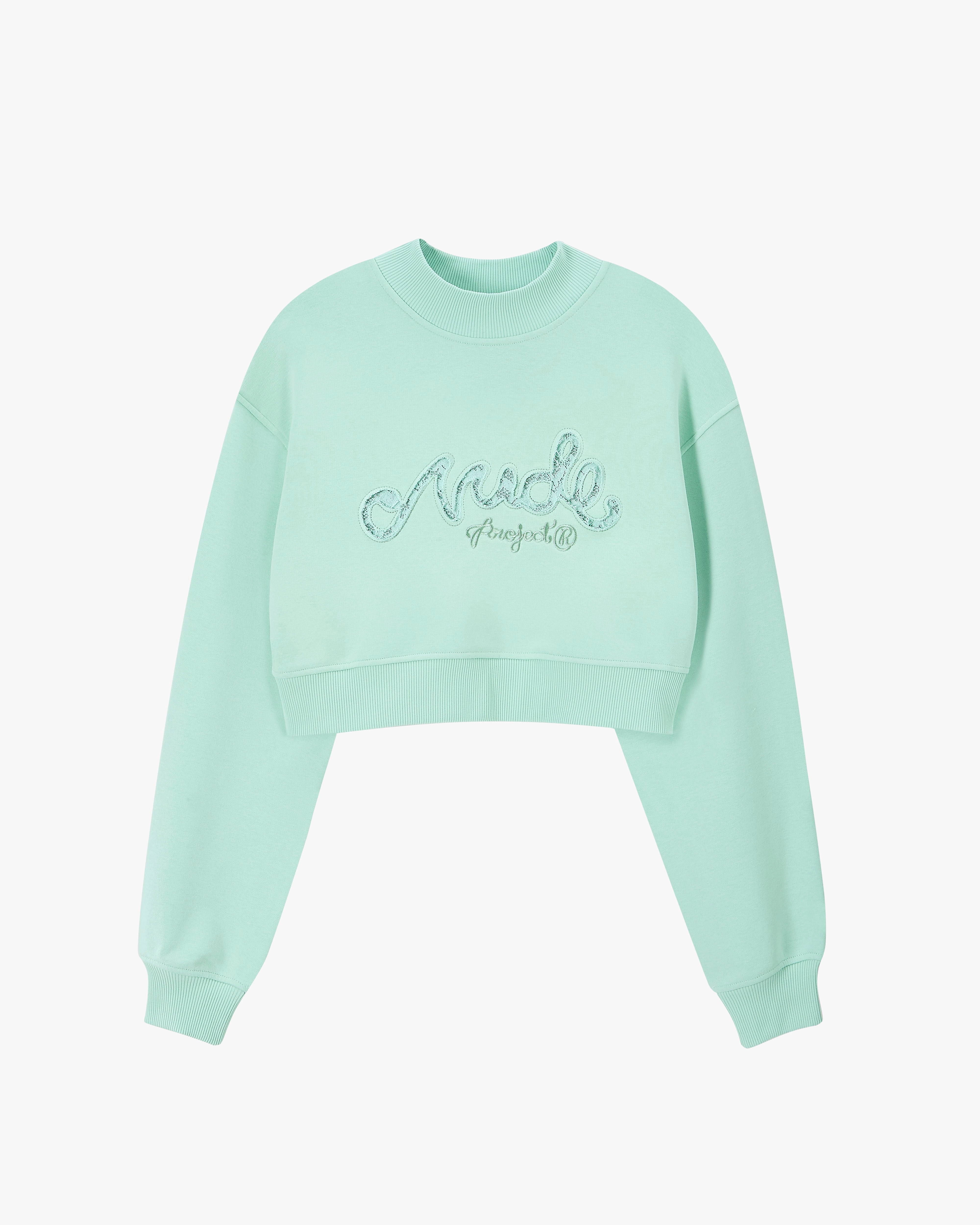 Lacy Cropped Sweatshirt Green