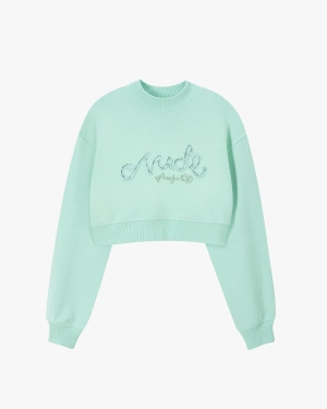 Lacy Cropped Sweatshirt Green