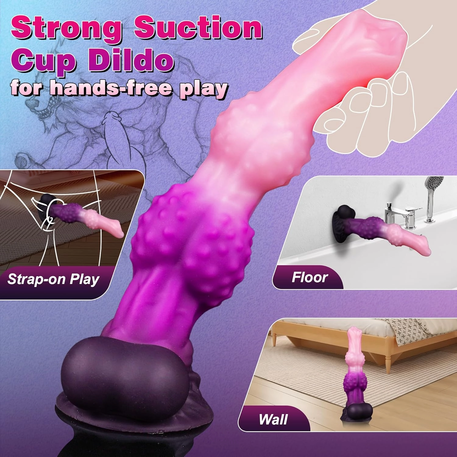 Leon 9.9 Dog Knot Dildo Huge Fantasy Dildo With Strong Suction Cup - Laphwing