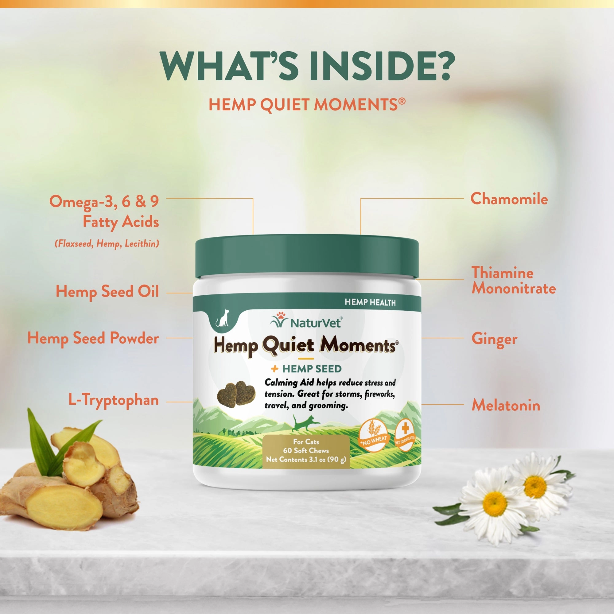 NaturVet Hemp Quiet Moments Soft Chews for Cats
