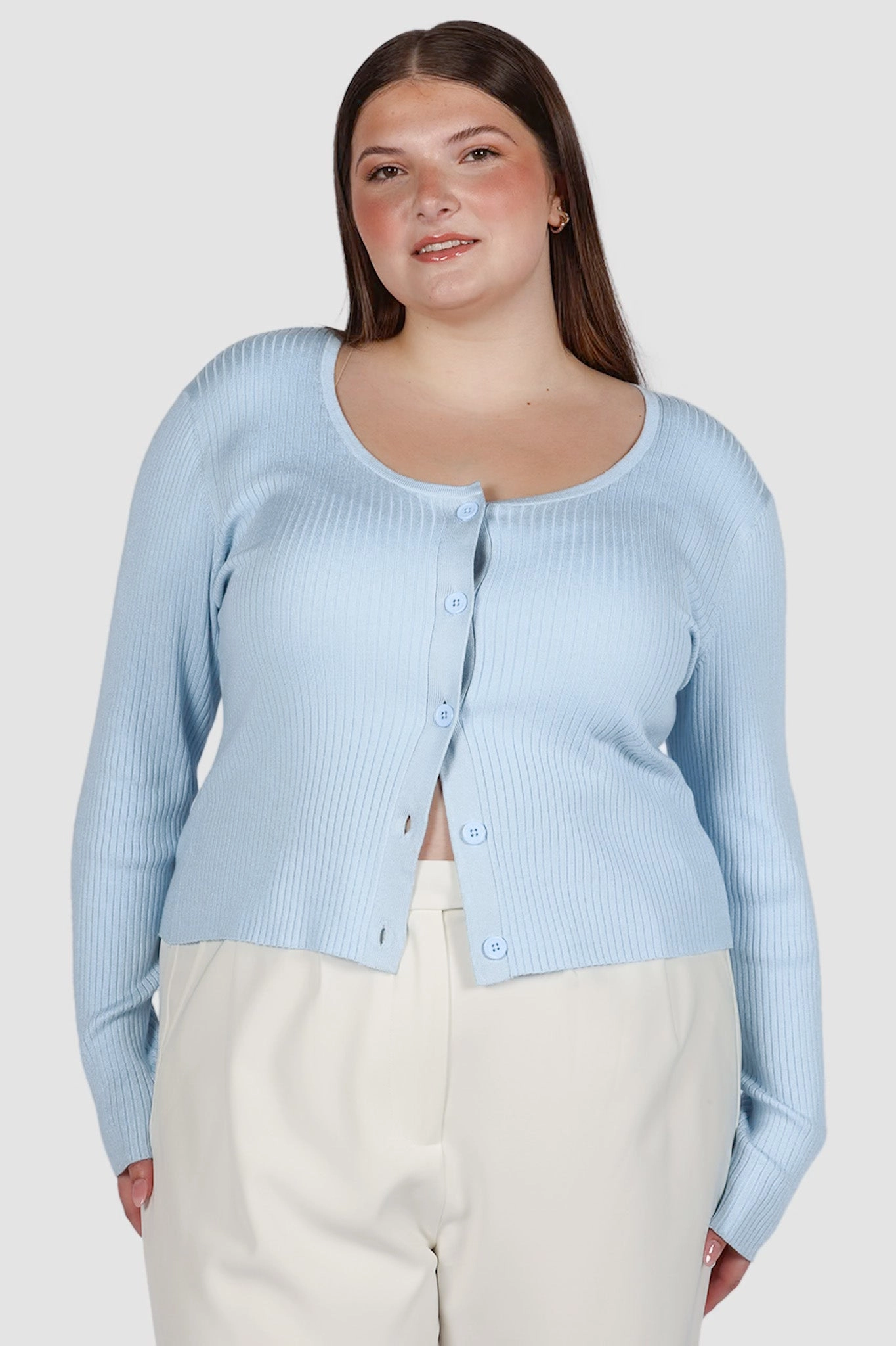 NIVARA RIB CARDIGAN SOFT BLUE