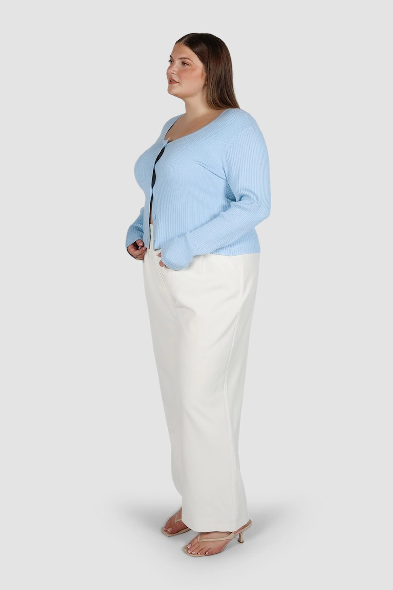 NIVARA RIB CARDIGAN SOFT BLUE