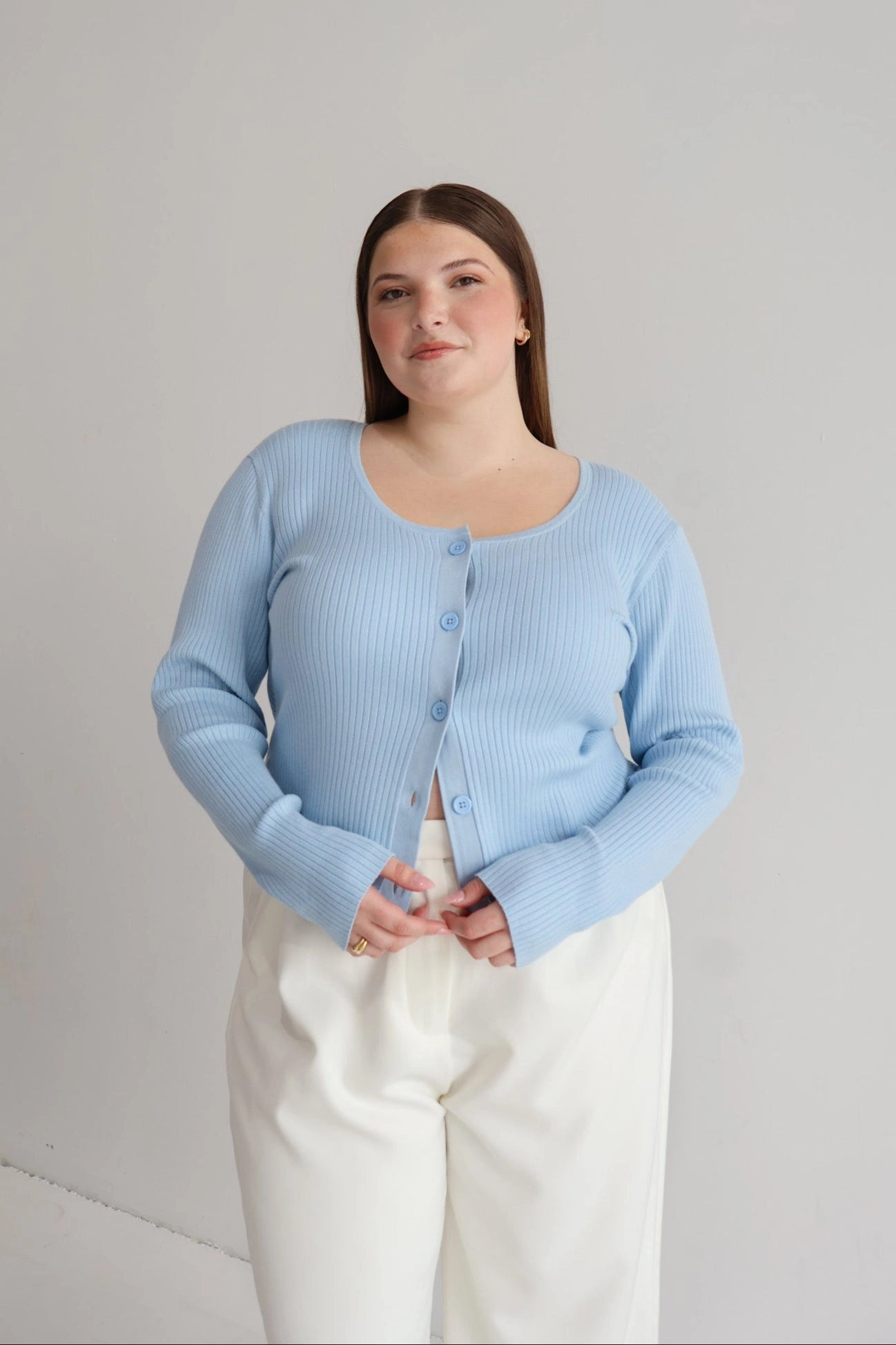 NIVARA RIB CARDIGAN SOFT BLUE