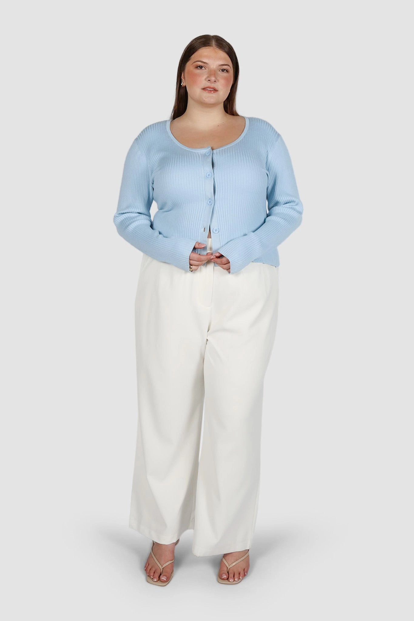NIVARA RIB CARDIGAN SOFT BLUE