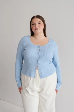 NIVARA RIB CARDIGAN SOFT BLUE