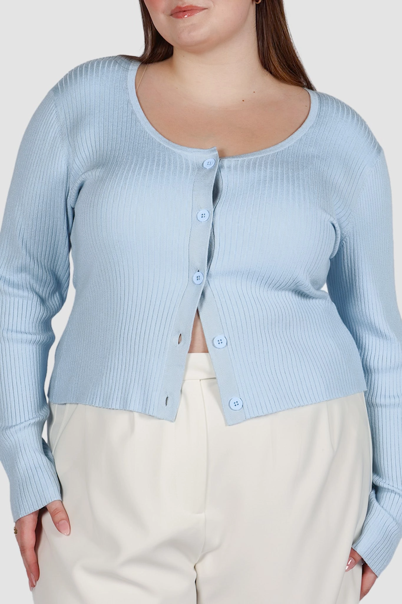 NIVARA RIB CARDIGAN SOFT BLUE