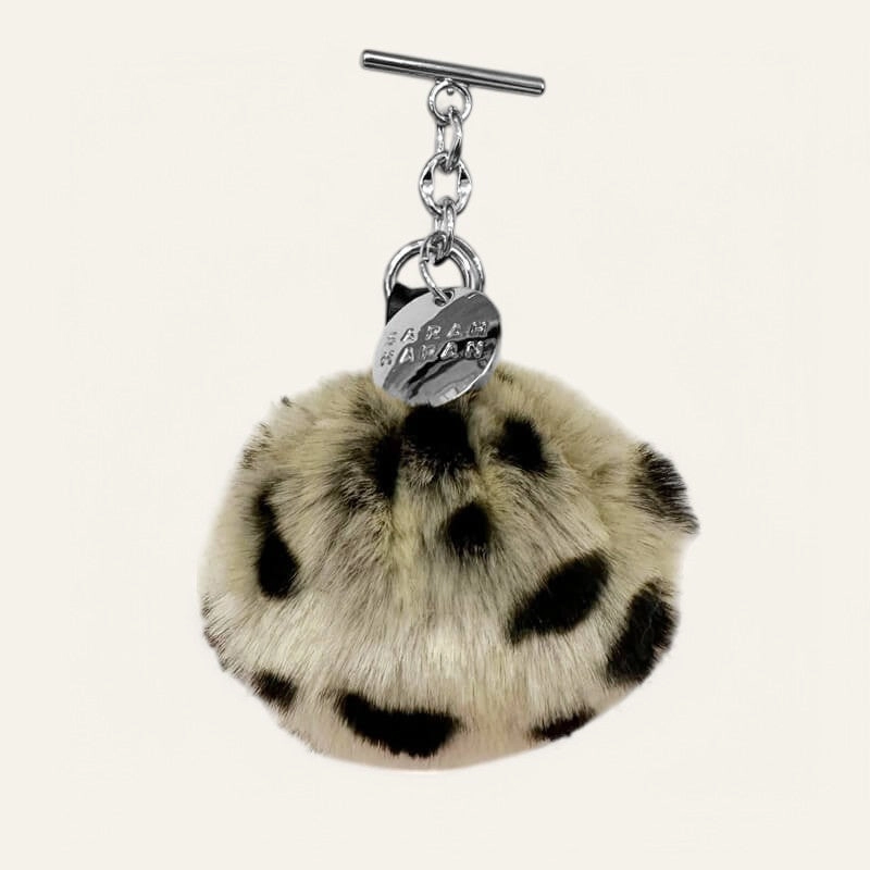 Pompom Tassel | Leopard with Silver hardware