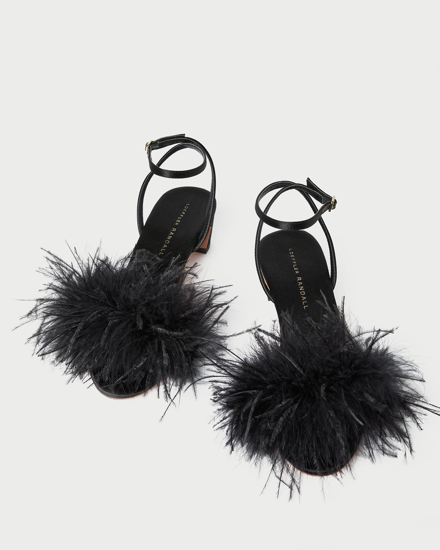 Senna Black Satin/Feather Sandal
