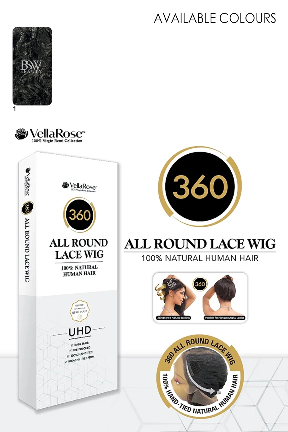 SENSUAL VELLA SS 360 HUMAN LACE WIG -  SPANISH 26"