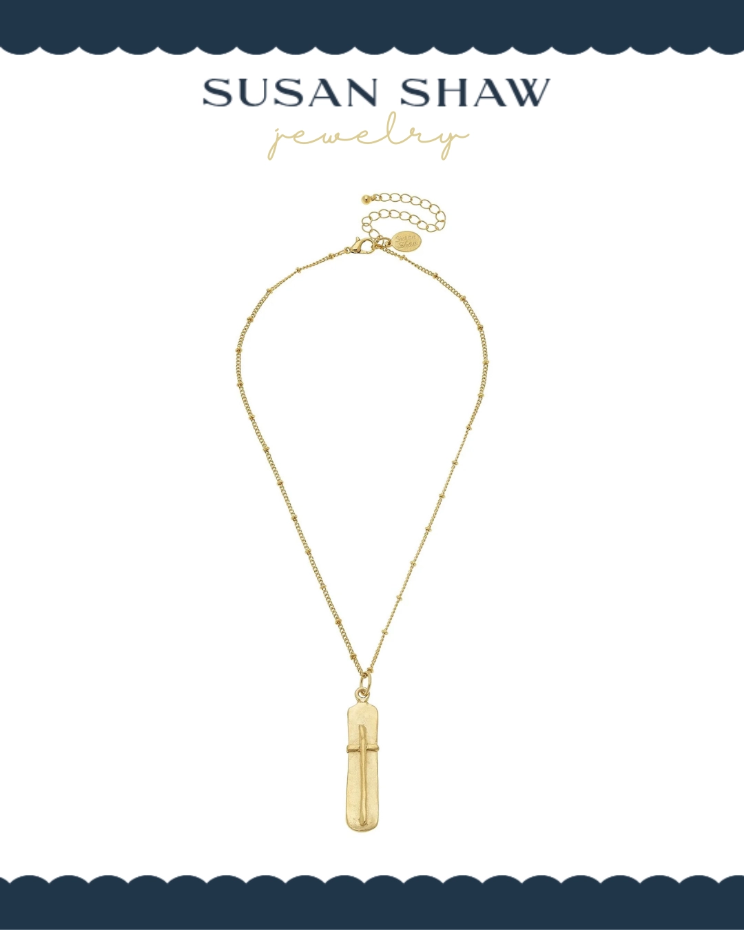 Susan Shaw | Delicate Bar Cross Necklace
