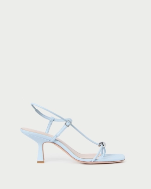 Triana Blue Leather Mid-Heel Sandal