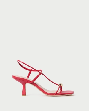 Triana Red Leather Mid-Heel Sandal