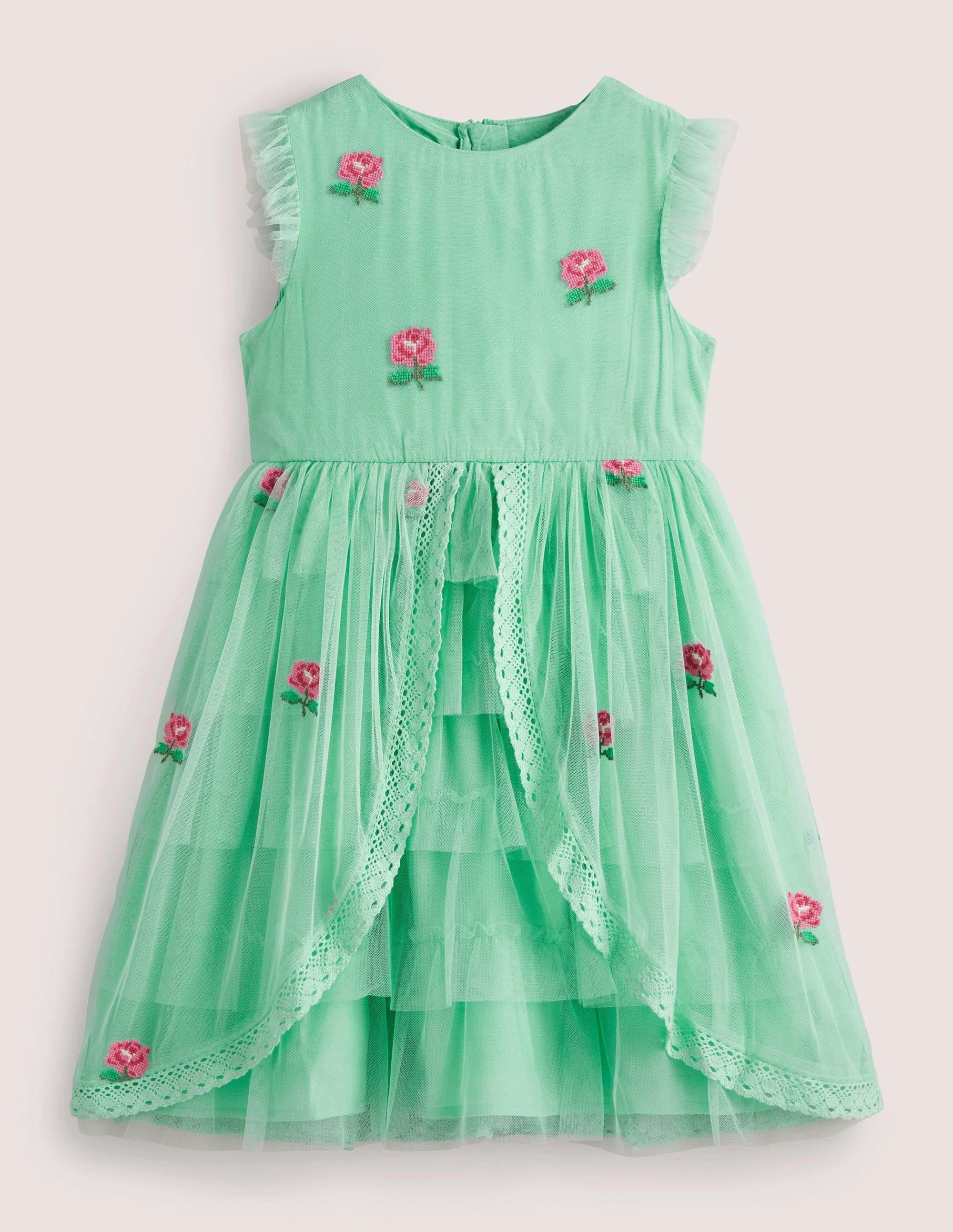 Tulle Embroidered Party Dress-Fountain Flowers