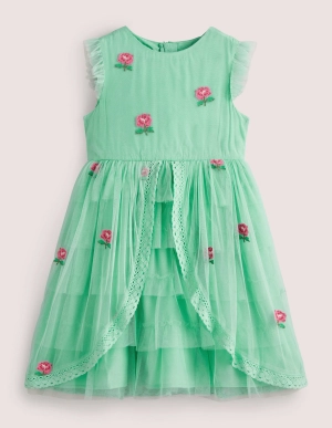 Tulle Embroidered Party Dress-Fountain Flowers